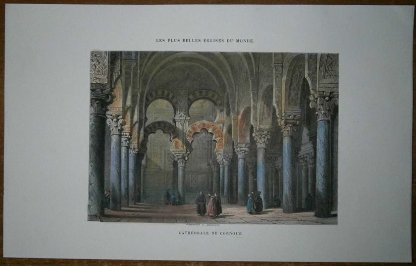 1857 Girardet print CORDOBA CATHEDRAL, SPAIN  