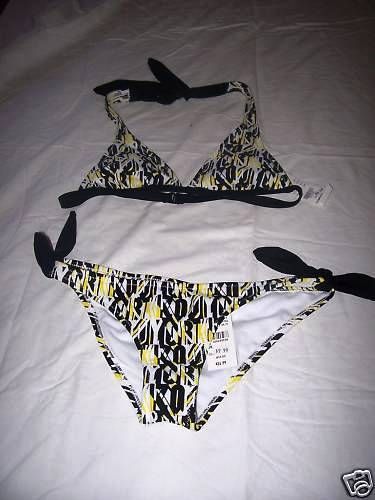 WOMENS/JRS ZOO YORK LOGO BIKINI SWIMSUIT TWO PIECE YELLOW/BLACK/WHITE 