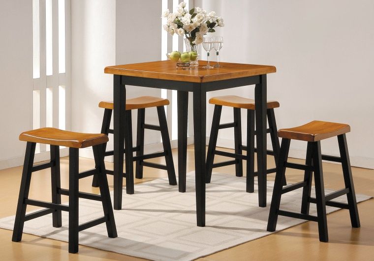 Modern Retro Oak Black Kitchen Dining Room Set Table 5P  