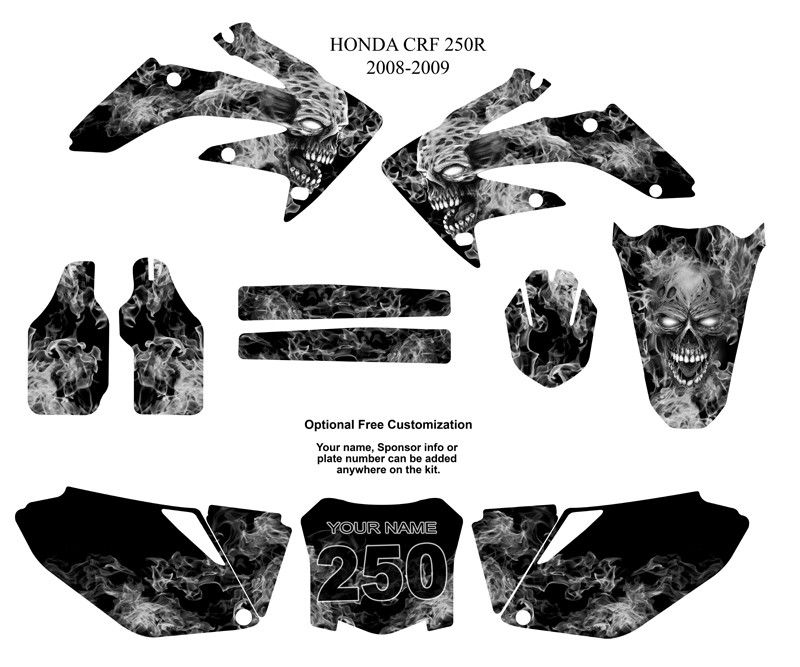 Honda CRF250R 2008 09 MX Graphic Kit Zombie Skull Metal  