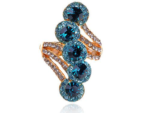 Wing Tidal Wave Blue Whiet Crystal Rhinestone Flower Fashion 