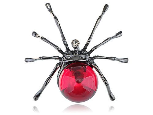 Fuchsia Pink Abdomen Jewel Gem Gunmetal Tone Spider Costume Fashion 