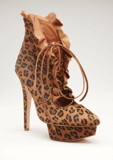 ZIGI Kruela Daring Leopard Lace Up Ruffle Ankle Bootie 9 NEW  