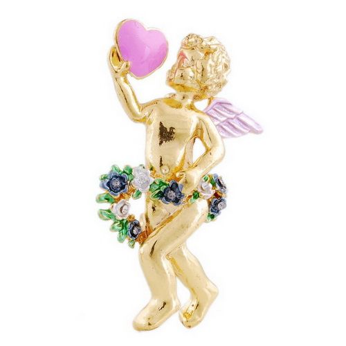 FREE christmas loving heart angel 31*51mm 6pcs mix brooch pin W22942 