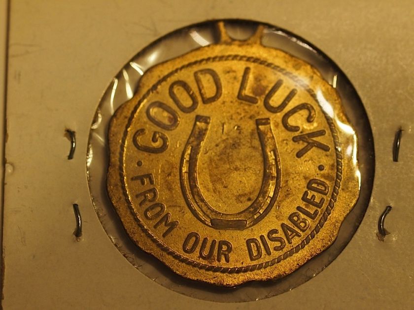 VINTAGE GOOD LUCK HORSE SHOE COIN TOKEN FROM INSTITUTE FOR CRIPPLED 