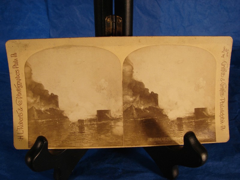 Griffith Stereoview Battle of the Monitor and Merrimack  