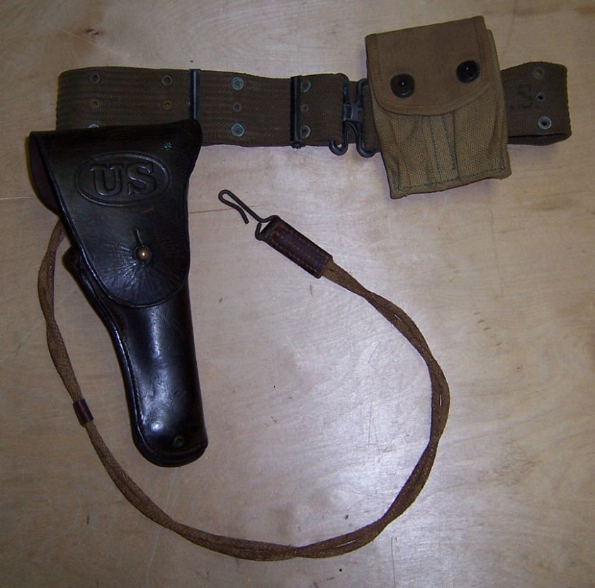 WW2 US  1917 GWM .45 Holster Hickok 1942 Lanyard Pistol Belt 