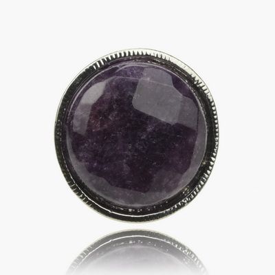 Amethyst Huge 18K GP Nature Round Size 6.5 Free Ship Cocktail Ring 