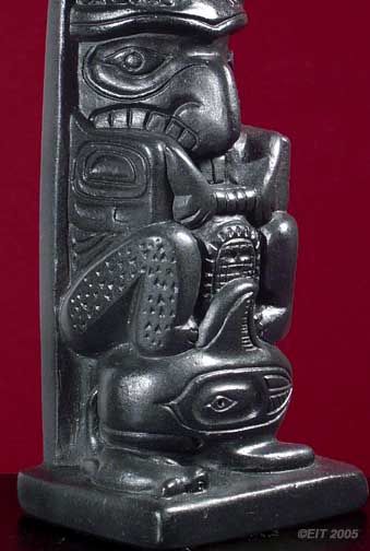 Copy 19th C. HAIDA INDIAN Argillite WHALE TOTEM, Canada  