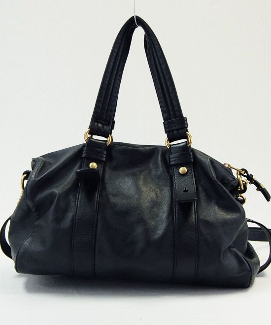 Marc Jacobs Black Leather Totally TURNLOCK SHIFTY SATCHEL PURSE TOTE 