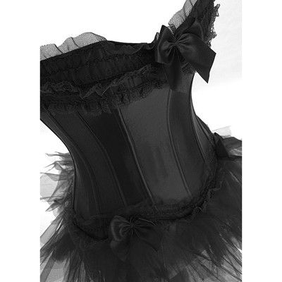 GOTHIC BLACK BURLESQUE CORSET TOP & TUTU   PLUS Sizes  