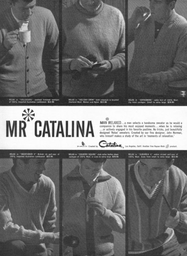 1961 Mr. Catalina Sweater ad ~ Created by John Norman Moments of 