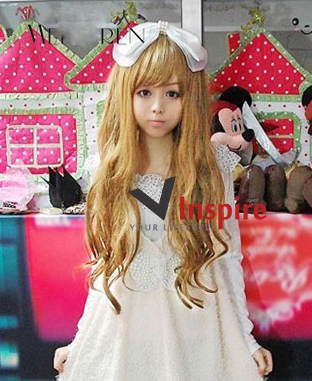 Long Yellowish Blonde Skin Top Fashion Wig  