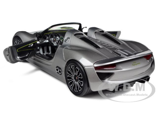   diecast model car of 2010 porsche 918 spyder concept grey metallic