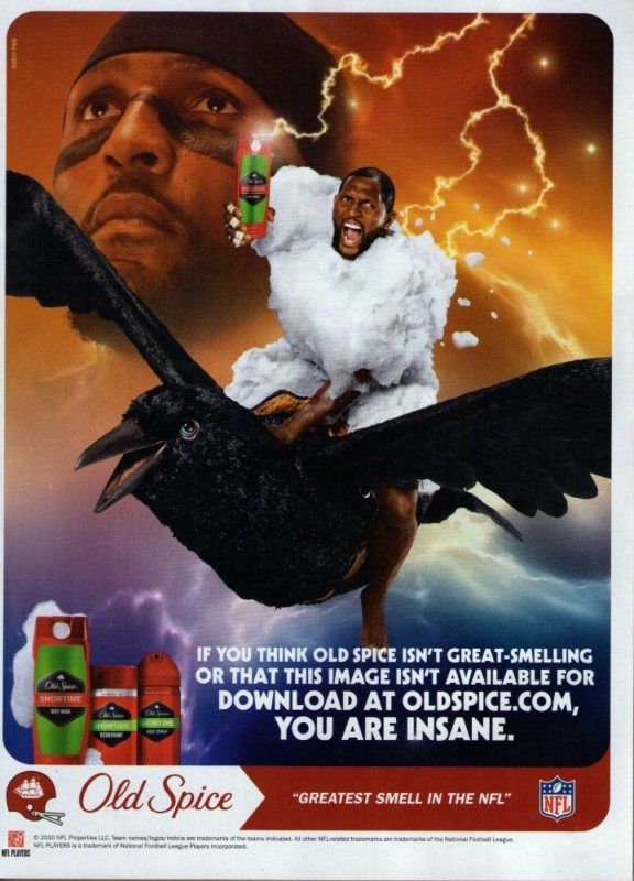 RAY LEWIS Ravens Old Spice   2010 Magazine Print Ad m  