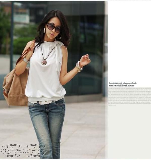 2011 Summer New Career Stylish Bow Tank Shirt Blouse  