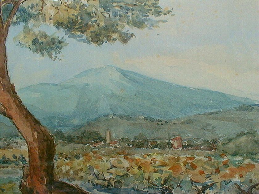 FRAMED PAINTING RAPHAEL REVOL EN PLEIN AIR SACRED MOUNTAIN CANIGOU 