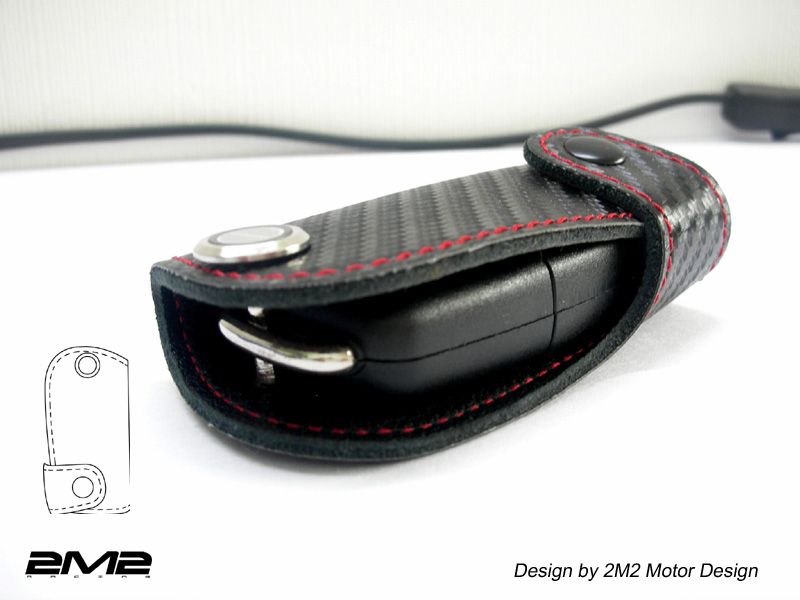 2M2 VW Lupo Golf Beetle Scirocco Jetta 3D Carbon Fiber Leather Key Fob 