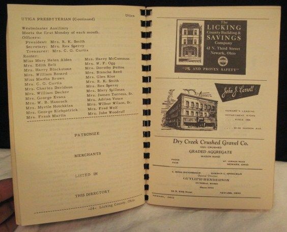 1951 LICKING CO~NEWARK OH BUSINESS DIRECTORY~CLUBS  