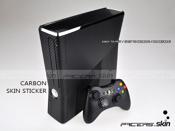 Black Carbon Fiber Sticker Faceplate For Xbox 360 Slim  