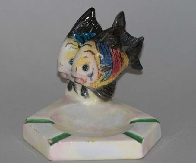 GALLI ART CERAMIC FISH FIGURINE ASHTRAY MILAN ITALY  