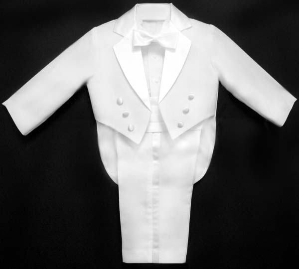 Infant Toddler Boys White Tuxedo Tail S M L XL 2T 3T 4T  