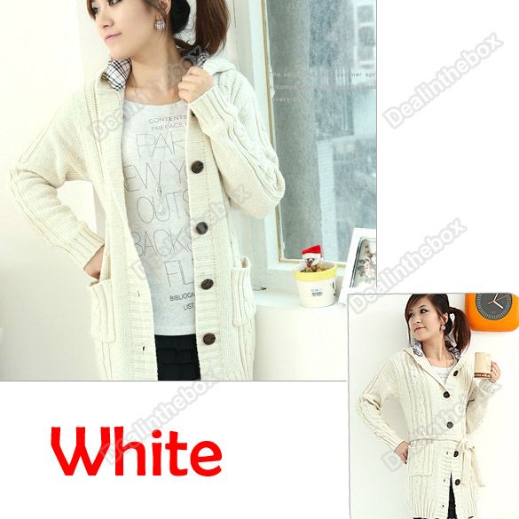 Womens Hoodie Coat Cardigans trench Sweater stylish belt Long Sleeve 