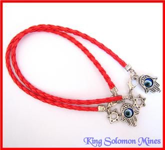 RED STRING LEATHER HAMSA SPINING EVILEYE BRACELET GOD  