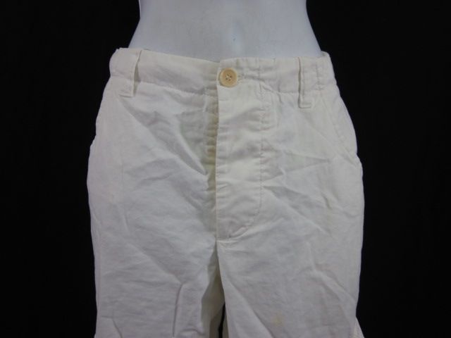 HELMUT LANG White Cotton Flat Front Pants Slacks Sz 42  