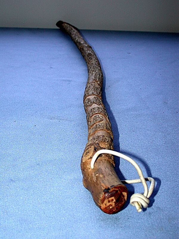   is for a Beautiful Vintage Wood Bark Initialed Cane Walking Stick