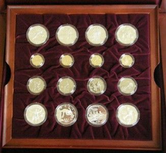 1995 96 US OLYMPIC ATLANTA GOLD SILVER 32 COIN BOX SET  