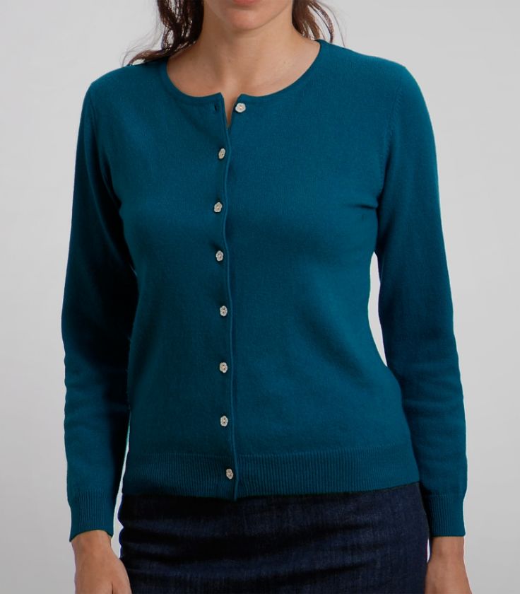 Woolovers Crew Neck Cashmere Merino Womens Cardigan  