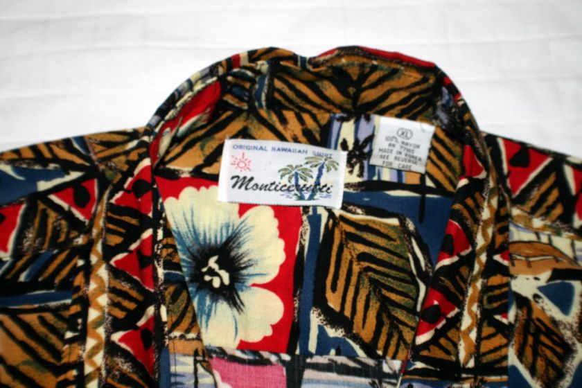 Monticerutti Hawaiian Floral Beach Shirt Hawaii Aloha * Size Extra 