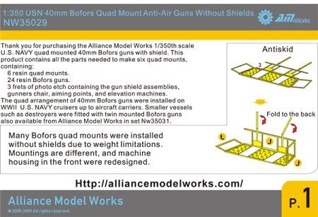   Works 1350 WWII USN 40mm Bofors Quad Mt wo/Shield NW35029  