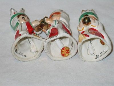   Three Kings Christmas Candle Holder Bells Wisemen 1950s T19  