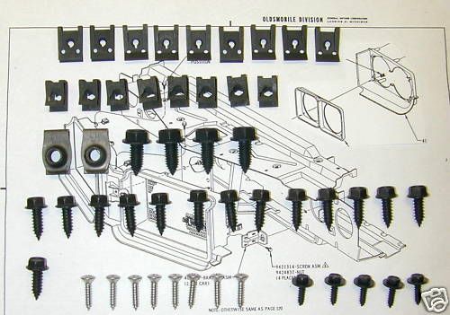 71 72 442 cutlass W 30 W 31 grill mounting hardware 50p  