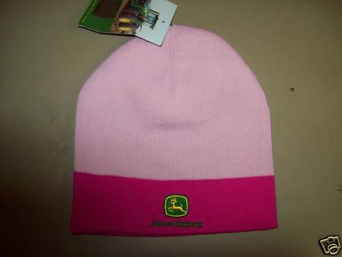 JOHN DEERE WOMENS PINK BEANIE WINTER HAT   NEW  