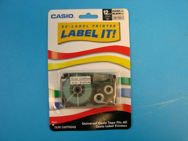 Casio 12mm 1/2 EZ Label It Tape Cartridge Clear Tape/Black Ink KL 