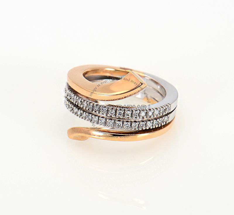 Damiani 18K Rose & White Gold & Diamond Split Band Ring  