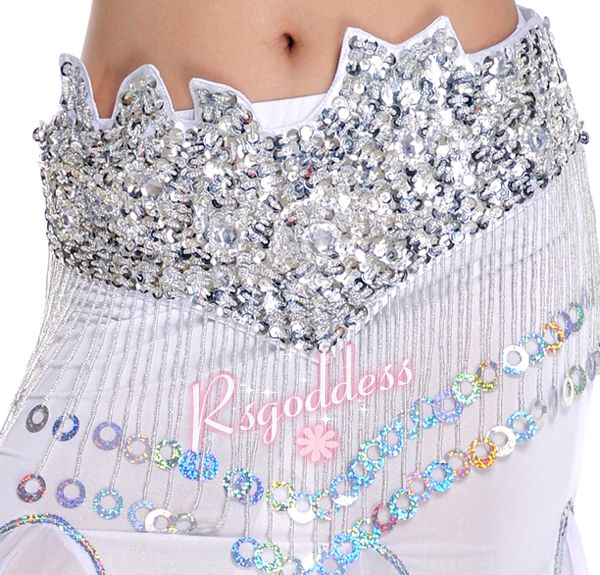 New White belly dance costume 3 pics bra&belt &skirt  