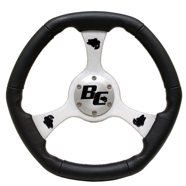 CUSTOM BASS CAT 14IN BLACK/SILVER BOAT STEERING WHEEL  