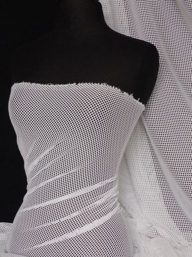 White fishnet / net stretch fabric material Q317 WHT  