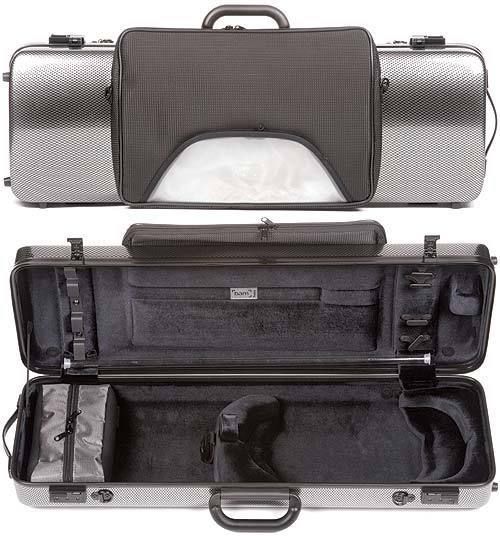 Bam France Hightech 4/4 Violin Case Large Music Pocket   Silver 