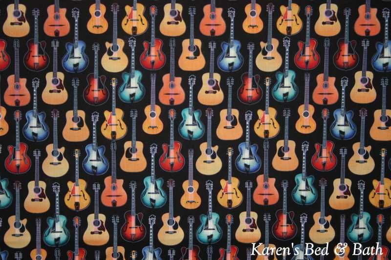 Western Country Guitar Music Shop Store Curtain Valance  