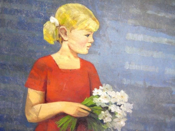 1960s WW2 RUSSIAN SOVIET SOCIALIST REALISM OIL PAINTING  