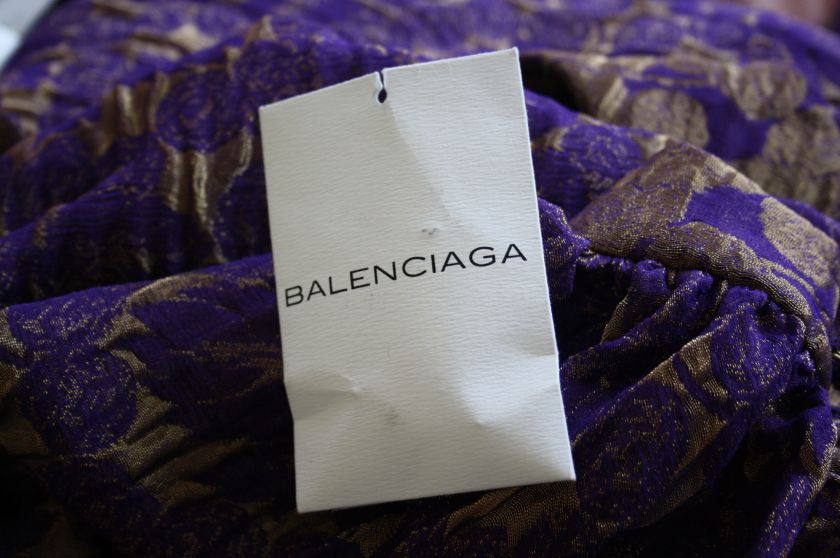 BALENCIAGA *** 2007 *** PURPLE AND GOLD BROCADED DRESS (FR36)  