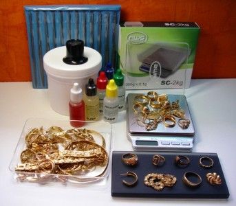 Test & Weigh Gold Scrap  Gold/t kit w/ (2kg) Digital Scale, 6x3 Stone 