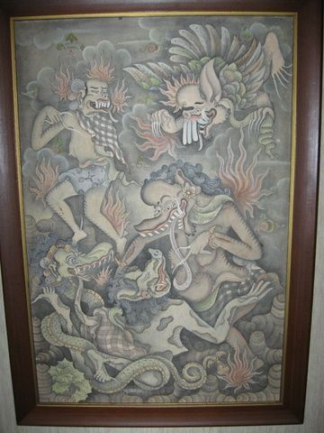 Mid Century INDONESIAN Intricate BALINESE Painting BALI Art SIGNED Wj 