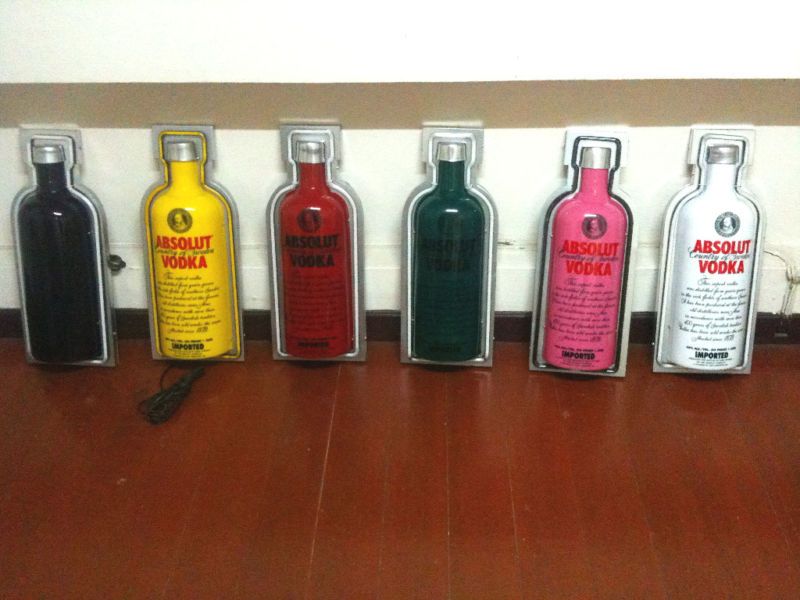 ABSOLUT VODKA Logo Sign Light 6 Bottle Colors Set Rare  