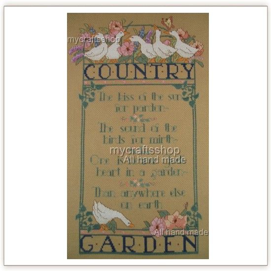 PREORDER FINISHED COMPLETED CROSS STITCH Country Garden  